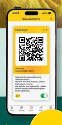 Mobilní telefon s digitální kartou BILLA