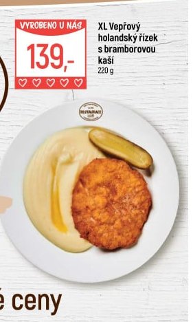XL Vepřový holandský řízek s bramborovou kaší