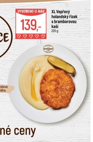XL Vepřový holandský řízek s bramborovou kaší