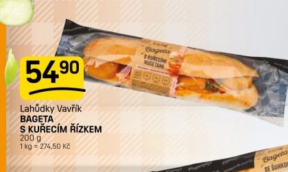Lahůdky Vavřík BAGETA S KUŘECÍM ŘÍZKEM