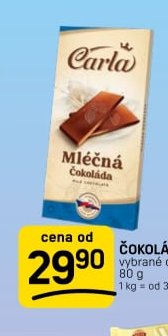 ČOKOLÁDA CARLA vybrané druhy