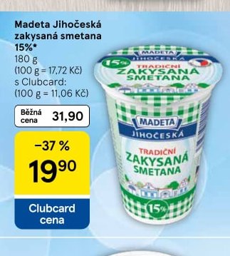 Madeta Jihočeská zakysaná smetana 15%