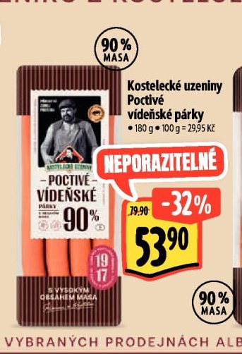 Kostelecké uzeniny Poctivé vídeňské párky