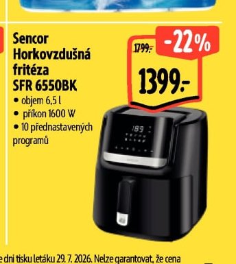Sencor Horkovzdušná fritéza SFR 6550BK
