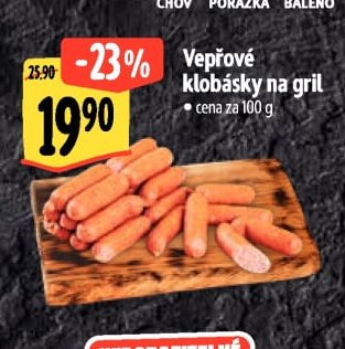 Vepřové klobásky na gril