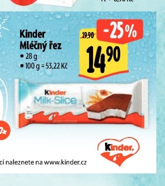 Kinder Mléčný řez