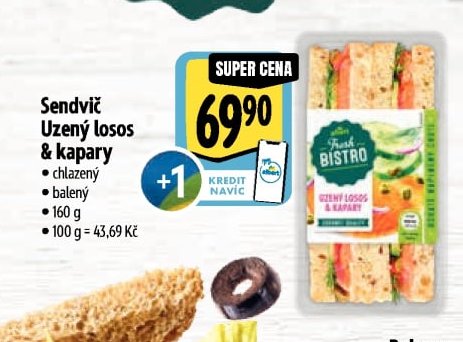Sendvič Uzený losos & kapary