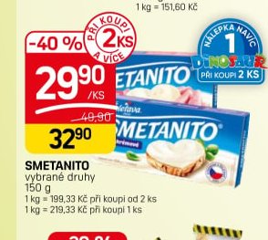 Smetanito, vybrané druhy