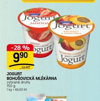 JOGURT BOHUŠOVICKÁ MLÉKÁRNA vybrané druhy