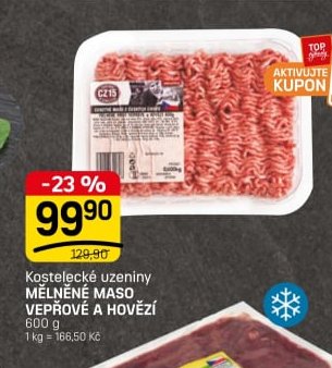 Kostelecké uzeniny MĚLNĚNÉ MASO VEPŘOVÉ A HOVĚZÍ