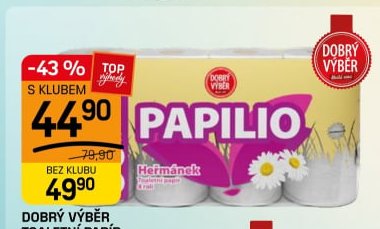 Dobrý výběr toaletní papír Papilio Heřmánek