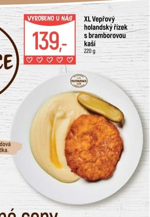 XL Vepřový holandský řízek s bramborovou kaší