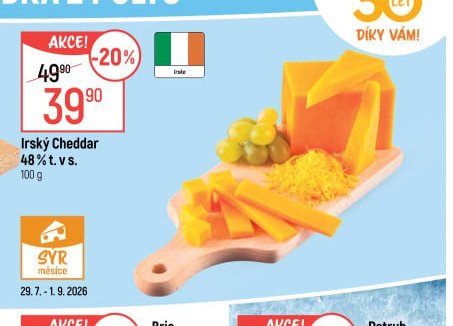 Irský Cheddar 48% t. v s.