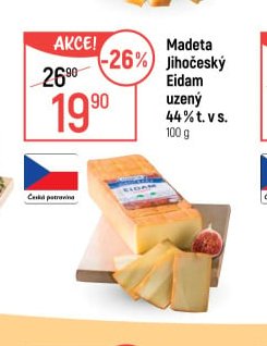 Madeta Jihočeský Eidam uzený 44% t. v s.