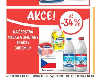 Na čerstvá mléka a smetany značky Bohemilk