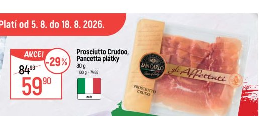 Prosciutto Crudo, Pancetta plátky