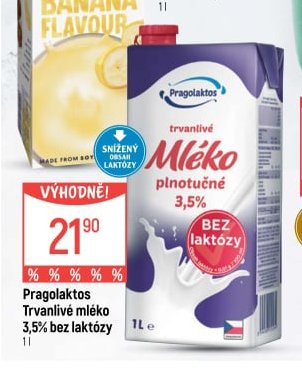 Pragolaktos trvanlivé mléko 3,5% bez laktózy