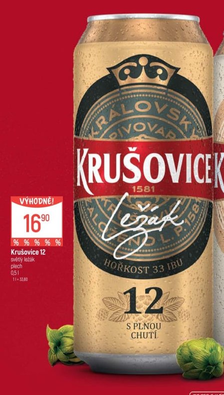 Krušovice 12 světlý ležák plech 0,5 l