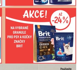 Na vybrané granule pro psy a kočky značky Brit
