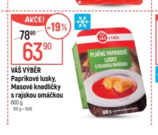 Váš výběr Paprikové lusky, Masové knedlíčky s rajskou omáčkou