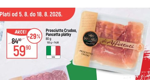 Prosciutto Crudo, Pancetta plátky