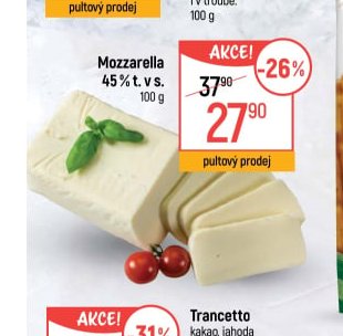 Mozzarella 45% t. v s.