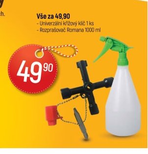 Vše za 49,90 (Křížový klíč, Rozprašovač)
