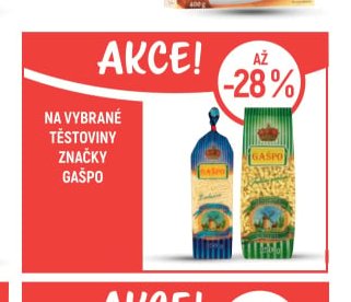 Na vybrané těstoviny značky Gašpo