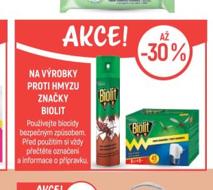 NA VÝROBKY PROTI HMYZU ZNAČKY BIOLIT