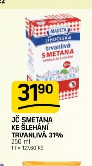 JČ SMETANA KE ŠLEHÁNÍ TRVANLIVÁ 31% 250 ml
