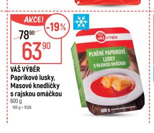 Váš Výběr Paprikové lusky, Masové knedlíčky s rajskou omáčkou 600 g