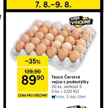 Tesco Čerstvá vejce z podestýlky