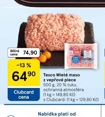 Tesco Mleté maso z vepřové plece 500 g