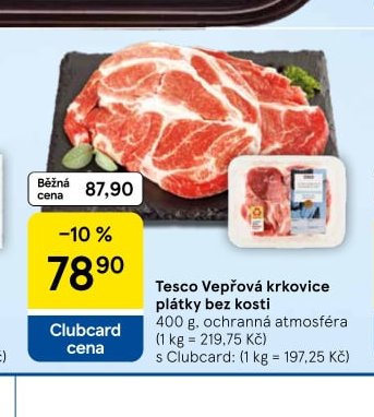Tesco Vepřová krkovice plátky bez kosti 400 g