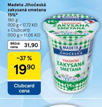 Madeta Jihočeská zakysaná smetana 15%
