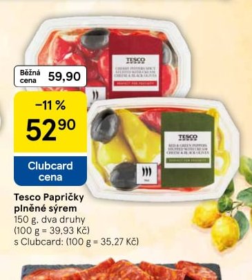 Tesco Papričky plněné sýrem 150 g