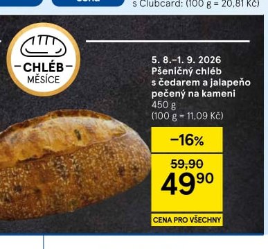 Pšeničný chléb s čedarem a jalapeňo