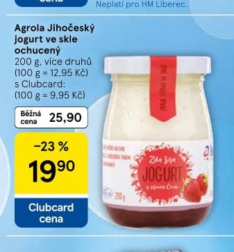Agrola Jihočeský jogurt ve skle