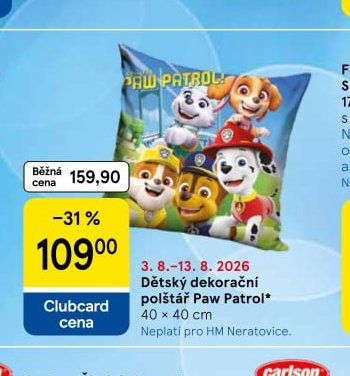 Dětský dekorační polštář Paw Patrol