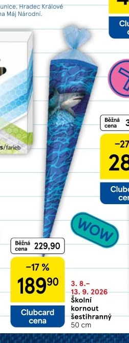 Školní kornout šestihranný 50 cm