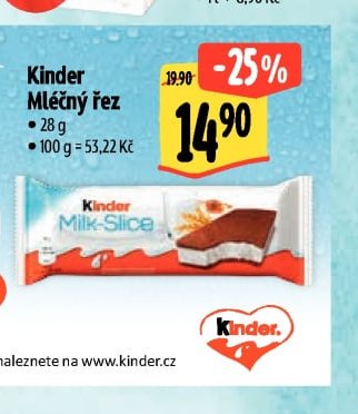 Kinder Mléčný řez