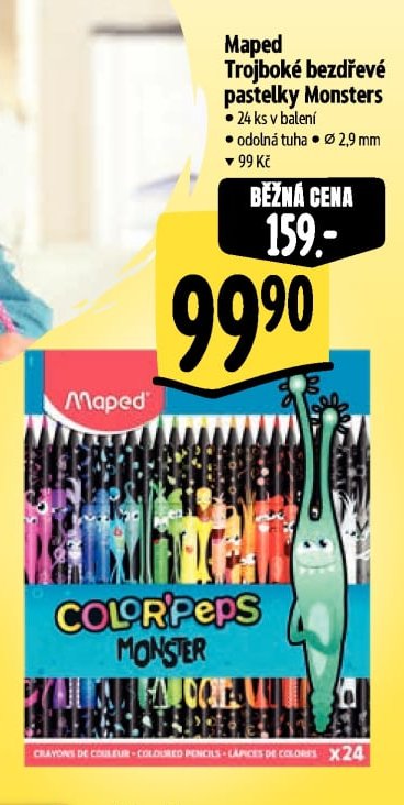 Maped Trojboké bezdřevé pastelky Monsters