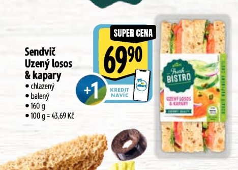 Sendvič Uzený losos & kapary