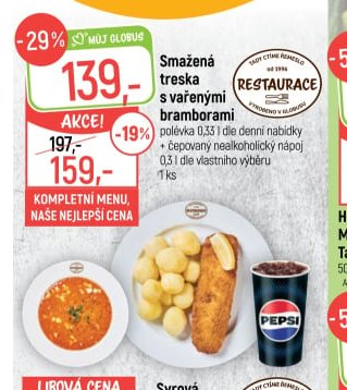 Smažená treska s vařenými bramborami