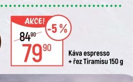 Káva espresso + řez Tiramisu