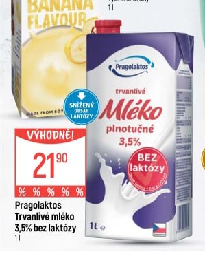 Pragolaktos trvanlivé mléko 3,5% bez laktózy 1 l
