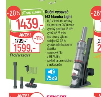 Ruční vysavač M3 Mamba Light