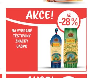 Na vybrané těstoviny značky Gašpo