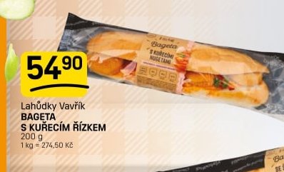 Lahůdky Vavřík BAGETA S KUŘECÍM ŘÍZKEM