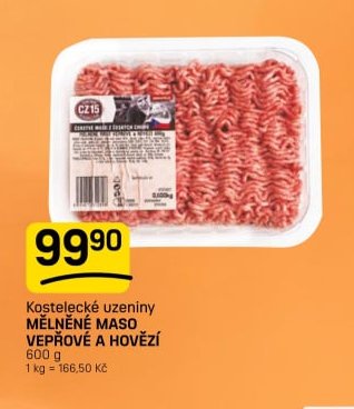 Kostelecké uzeniny MĚLNĚNÉ MASO VEPŘOVÉ A HOVĚZÍ